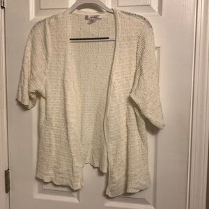 Tan Jay woven short sleeve cardigan sweater medium beige